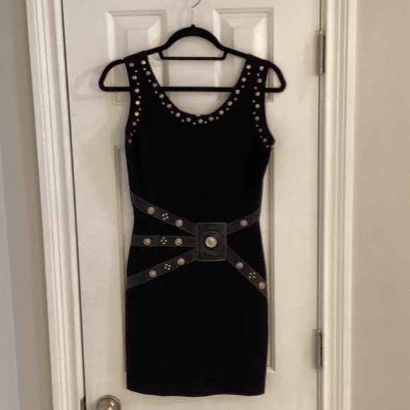 Andrea Isabella Dresses & Skirts - Andrea Isabella Black Vintage Dress w/ Leather & Silver Studs